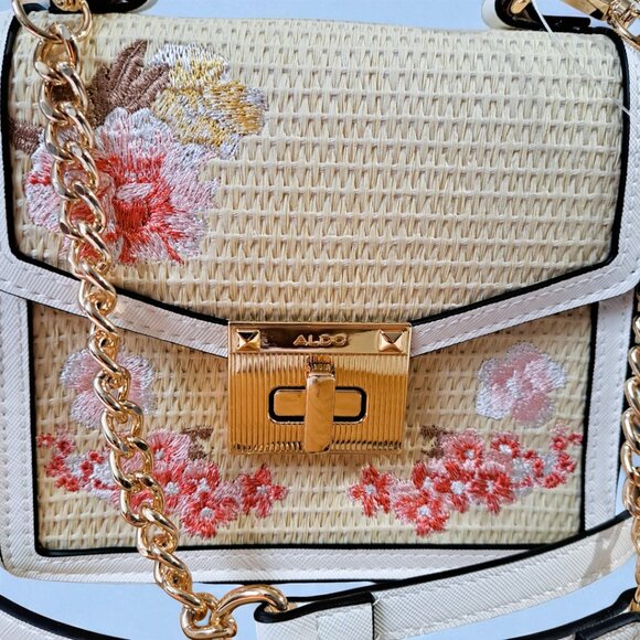 Aldo Pink/White/Beige Floral Canvas Mini Crossbody NWT - Picture 4 of 11
